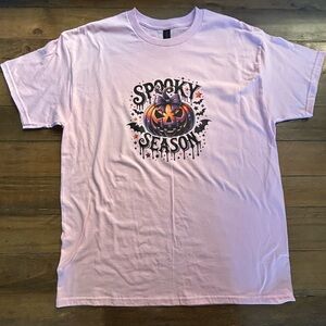 Pink Spooky Season Pumpkin Halloween Cute Dark Graphic T-Shirt Goth